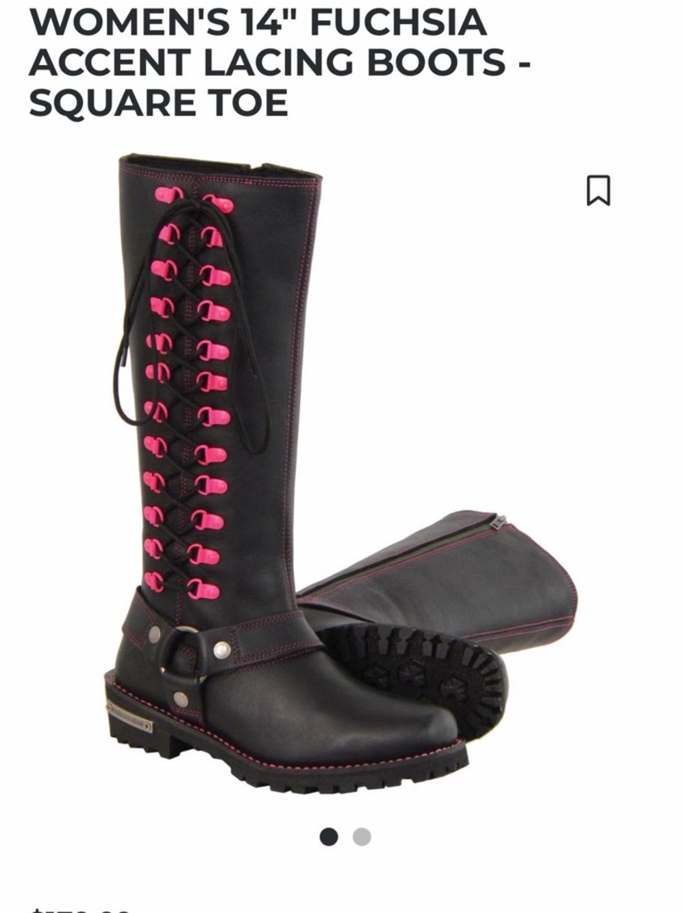 Women’s Milwaukee Black Lace-Up Knee-High Boots with Fuchsia Accents